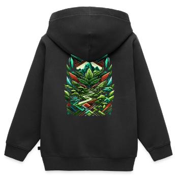 Forêt tropicale abstraite d’Ayahuasca - Sweat Premium à capuche zippé enfant bio - noir - Dos - AI Model Kid Male (0cm)