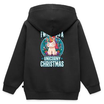 Je vous souhaite un Noël de Licorne - Sweat Premium à capuche zippé enfant bio - noir - Dos - AI Model Kid Male (0cm)