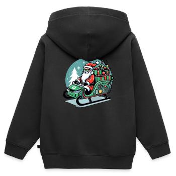 Eco-Friendly Sustainable Christmas Electric Sleigh - Kids Premium Organic Zip-up Hoodie - black - Back - AI Model Kid Male (0cm)