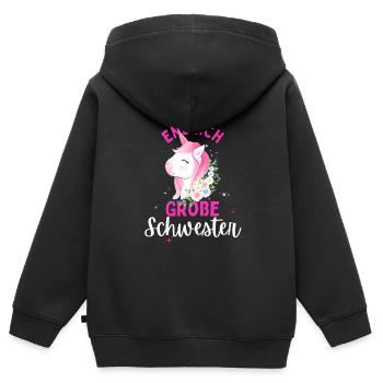 Ich werde große Schwester 2024 Einhorn Loading Süß - Kinder Premium Organic Zip Hoodie - Schwarz - Hinten - AI Model Kid Male (0cm)