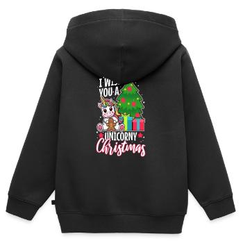Je vous souhaite un Noël de Licorne - Sweat Premium à capuche zippé enfant bio - noir - Dos - AI Model Kid Male (0cm)