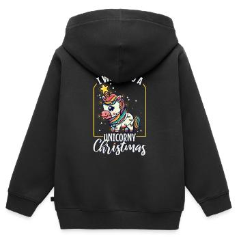 Je vous souhaite un Noël de Licorne - Sweat Premium à capuche zippé enfant bio - noir - Dos - AI Model Kid Male (0cm)