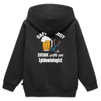 Sicherheit An Erster Stelle Getränk Mit Einem - Kinder Premium Organic Zip Hoodie - Schwarz - Hinten - AI Model Kid Male (0cm)