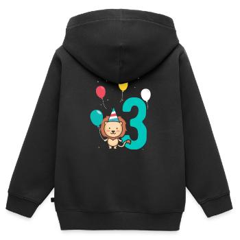 3rd Birthday Children's Birthday Kindergarten Tierfa - Kids Premium Organic Zip-up Hoodie - black - Back - AI Model Kid Male (0cm)