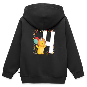 4th Birthday Children's Birthday Kindergarten Tierfa - Kids Premium Organic Zip-up Hoodie - black - Back - AI Model Kid Male (0cm)
