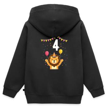 4th Birthday Children's Birthday Kindergarten Tierfa - Kids Premium Organic Zip-up Hoodie - black - Back - AI Model Kid Male (0cm)