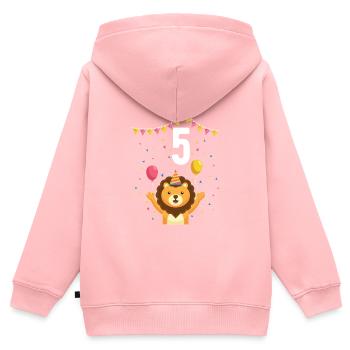 5e anniversaire Anniversaire des enfants Maternelle Tierfa - Sweat Premium à capuche zippé enfant bio - rose - Dos - AI Model Kid Female (0cm)