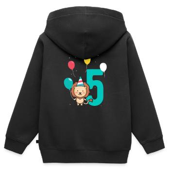 5th Birthday Children's Birthday Kindergarten Tierfa - Kids Premium Organic Zip-up Hoodie - black - Back - AI Model Kid Male (0cm)