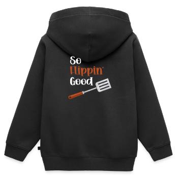 So Flippin' Good Spatula Wortspiele Utensil - Kinder Premium Organic Zip Hoodie - Schwarz - Hinten - AI Model Kid Male (0cm)