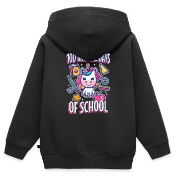 100 jours magiques d’école - Sweat Premium à capuche zippé enfant bio - noir - Dos - AI Model Kid Male (0cm)