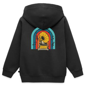 Collectionneur de disques vinyles - Sweat Premium à capuche zippé enfant bio - noir - Dos - AI Model Kid Male (0cm)