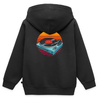 Collectionneur de disques vinyles - Sweat Premium à capuche zippé enfant bio - noir - Dos - AI Model Kid Male (0cm)