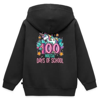 Joyeux 100 jours d'apprentissage magique - Sweat Premium à capuche zippé enfant bio - noir - Dos - AI Model Kid Male (0cm)