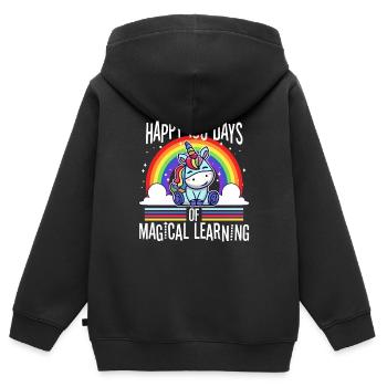 Joyeux 100 jours d’apprentissage magique - Sweat Premium à capuche zippé enfant bio - noir - Dos - AI Model Kid Male (0cm)