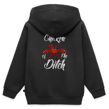 Poulet du fossé 3 - Sweat Premium à capuche zippé enfant bio - noir - Dos - AI Model Kid Male (0cm)