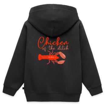 Poulet du fossé - Sweat Premium à capuche zippé enfant bio - noir - Dos - AI Model Kid Male (0cm)