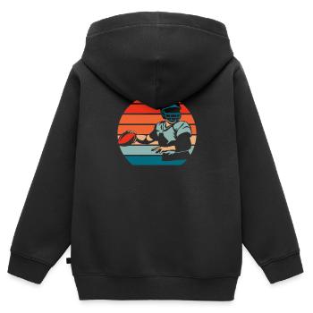 American Football - Kinder Premium Organic Zip Hoodie - Schwarz - Hinten - AI Model Kid Male (0cm)