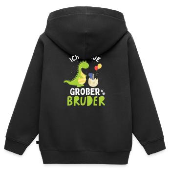 Ich werde Großer Bruder 2024 Loading Dinosaurier - Kinder Premium Organic Zip Hoodie - Schwarz - Hinten - AI Model Kid Male (0cm)
