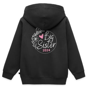 Ich werde große Schwester 2024 Herz Loading Süß - Kinder Premium Organic Zip Hoodie - Schwarz - Hinten - AI Model Kid Male (0cm)