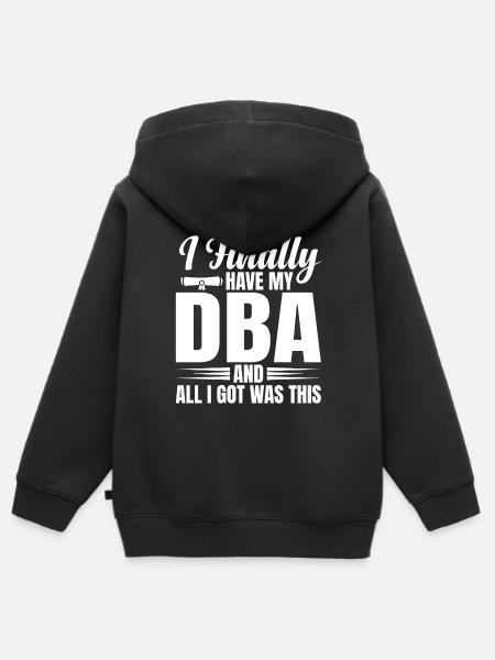 Laurea DBA Laurea DBA Dottorato in Economia - Felpa Premium con cappuccio con zip bambino bio - nero