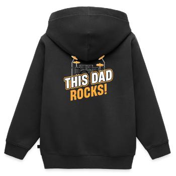 Dieser Papa Rockt! Lustige Trommlerband, - Kinder Premium Organic Zip Hoodie - Schwarz - Hinten - AI Model Kid Male (0cm)