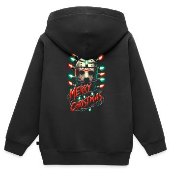 Joyeux Noël Festif Slasher Candy Cane Menace - Sweat Premium à capuche zippé enfant bio - noir - Dos - AI Model Kid Male (0cm)