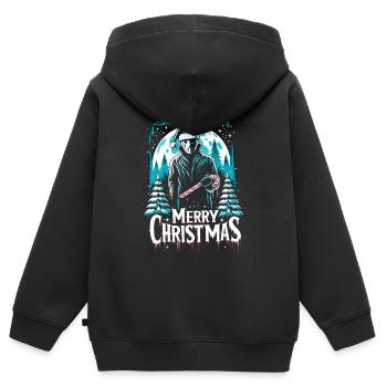 Joyeux Noël Festif Slasher Candy Cane Menace - Sweat Premium à capuche zippé enfant bio - noir - Dos - AI Model Kid Male (0cm)