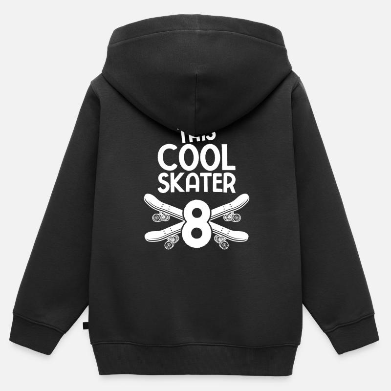 Ce Cool Skater est 8 Skateboard Longboard Skateve - Sweat Premium à capuche zippé enfant bio - noir