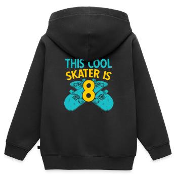 This Cool Skater is 8 Skateboard Longboard Skateve - Kinder Premium Organic Zip Hoodie - Schwarz - Hinten - AI Model Kid Male (0cm)