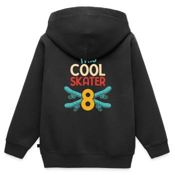 This Cool Skater is 8 Skateboard Longboard Kickfli - Kinder Premium Organic Zip Hoodie - Schwarz - Hinten - AI Model Kid Male (0cm)