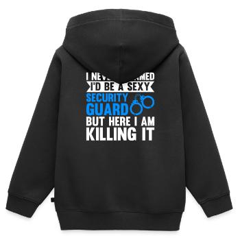 Security Kleidung Security Zubehör - Kinder Premium Organic Zip Hoodie - Schwarz - Hinten - AI Model Kid Male (0cm)