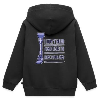 I Don't Need Two Legs To Kick Your Ass 4 - Kinder Premium Organic Zip Hoodie - Schwarz - Hinten - AI Model Kid Male (0cm)