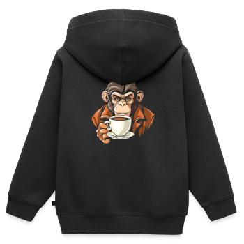 Café de singe - Sweat Premium à capuche zippé enfant bio - noir - Dos - AI Model Kid Male (0cm)