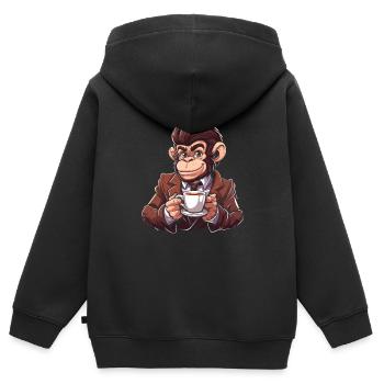 Café de singe - Sweat Premium à capuche zippé enfant bio - noir - Dos - AI Model Kid Male (0cm)