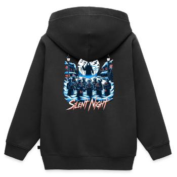 Silent Night Festive Slasher Menace de canne à sucre - Sweat Premium à capuche zippé enfant bio - noir - Dos - AI Model Kid Male (0cm)