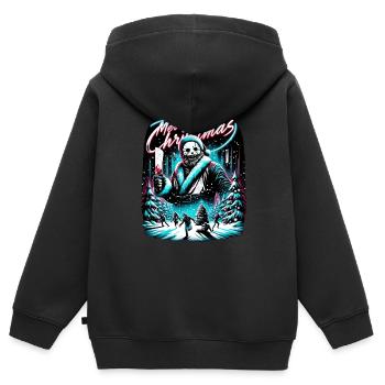 Joyeux Noël Festif Slasher Candy Cane Menace - Sweat Premium à capuche zippé enfant bio - noir - Dos - AI Model Kid Male (0cm)