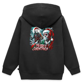 Joyeux Noël Festif Slasher Candy Cane Menace - Sweat Premium à capuche zippé enfant bio - noir - Dos - AI Model Kid Male (0cm)