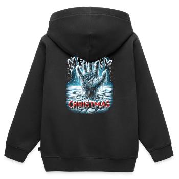 Joyeux Noël Festif Slasher Candy Cane Menace - Sweat Premium à capuche zippé enfant bio - noir - Dos - AI Model Kid Male (0cm)