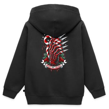Griffes de canne à sucre douces mais mortelles menaçantes - Sweat Premium à capuche zippé enfant bio - noir - Dos - AI Model Kid Male (0cm)