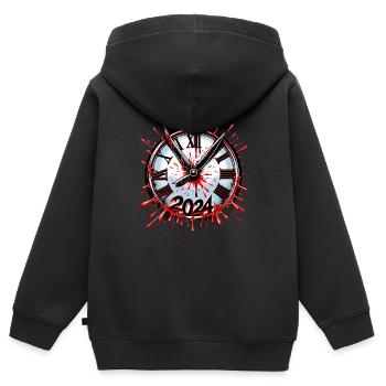 Horloge des éclaboussures de sang des années 80 Slasher horreur neuf - Sweat Premium à capuche zippé enfant bio - noir - Dos - AI Model Kid Male (0cm)