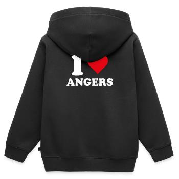 I Love Angers Cadeau Tourisme - Sweat Premium à capuche zippé enfant bio - noir - Dos - AI Model Kid Male (0cm)