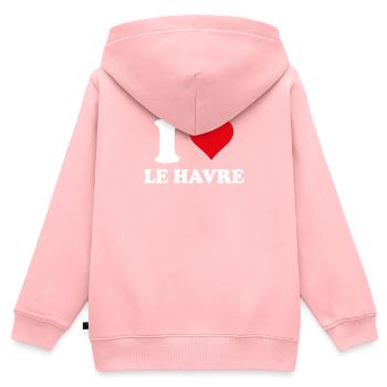 I Love Le Havre Cadeau Tourisme - Sweat Premium à capuche zippé enfant bio - rose - Dos - AI Model Kid Female (0cm)