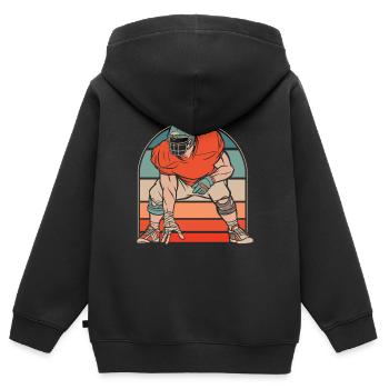 American football - Kids Premium Organic Zip-up Hoodie - black - Back - AI Model Kid Male (0cm)