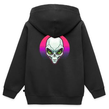 Alien Außerirdischer - Sweat Premium à capuche zippé enfant bio - noir - Dos - AI Model Kid Male (0cm)