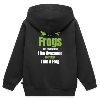 Les grenouilles sont géniales. Je suis génial, - Sweat Premium à capuche zippé enfant bio - noir - Dos - AI Model Kid Male (0cm)