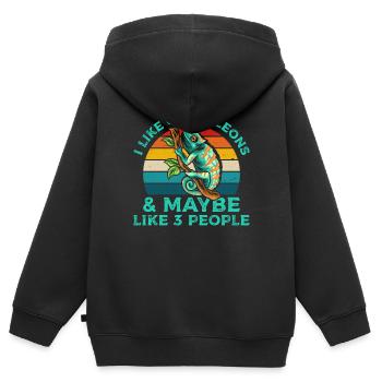 Ich Mag Chamäleons Retro-T-Shirt - Kinder Premium Organic Zip Hoodie - Schwarz - Hinten - AI Model Kid Male (0cm)