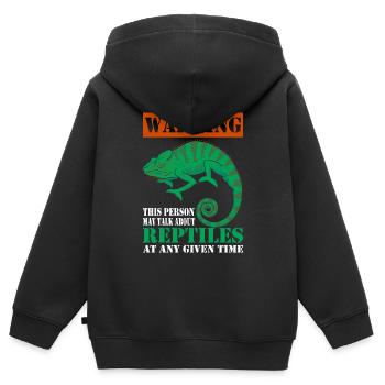 Warnung Diese Person Kann Über Reptilien Sprechen - Kinder Premium Organic Zip Hoodie - Schwarz - Hinten - AI Model Kid Male (0cm)