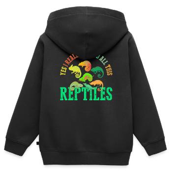 Ja, Ich Brauche Wirklich All Diese Reptilien - Kinder Premium Organic Zip Hoodie - Schwarz - Hinten - AI Model Kid Male (0cm)