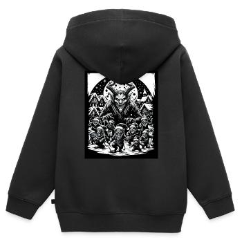 Démon de Noël de célébration de la nuit de Krampus - Sweat Premium à capuche zippé enfant bio - noir - Dos - AI Model Kid Male (0cm)