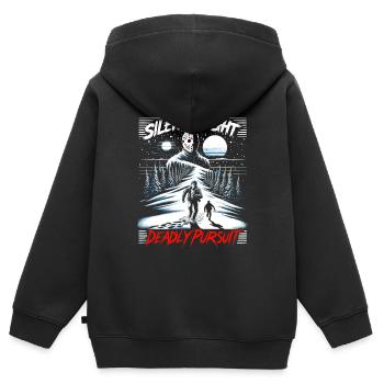 Douce nuit, poursuite mortelle - Poursuite d’horreur hivernale - Sweat Premium à capuche zippé enfant bio - noir - Dos - AI Model Kid Male (0cm)